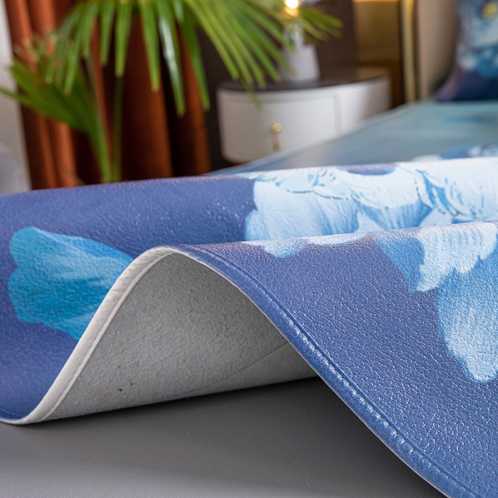 91家纺网 家纺一手货源 找家纺 吾秀 2021新款数码版头层牛皮席 蓝牡丹