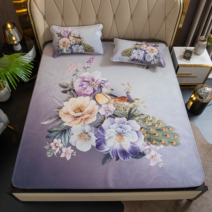 91家纺网 家纺一手货源 找家纺 吾秀 2021新款数码版头层牛皮席 雀之舞