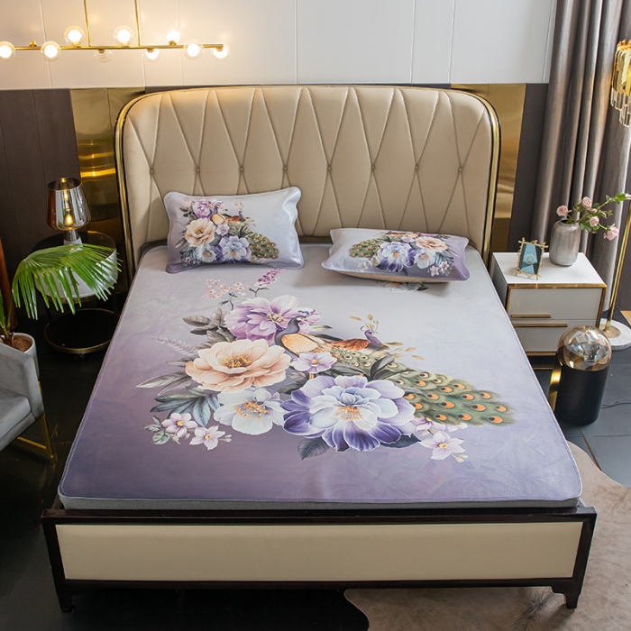 91家纺网 家纺一手货源 找家纺 吾秀 2021新款数码版头层牛皮席 雀之舞