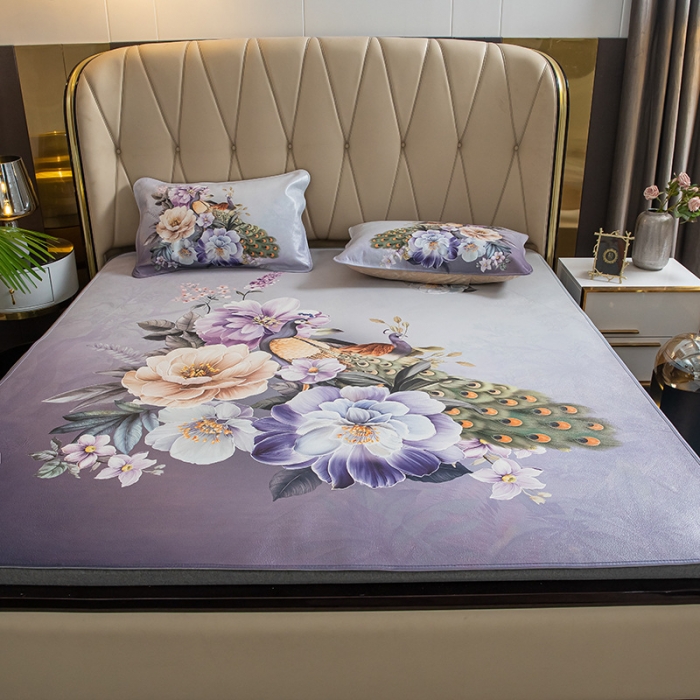 91家纺网 家纺一手货源 找家纺 吾秀 2021新款数码版头层牛皮席 雀之舞