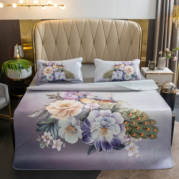 91家纺网 家纺一手货源 找家纺 吾秀 2021新款数码版头层牛皮席 雀之舞