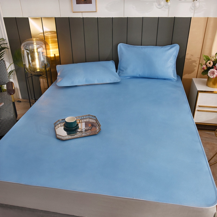 91家纺网 家纺一手货源 找家纺 吾秀 2021新款数码版头层牛皮席 天蓝