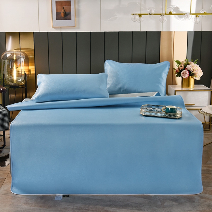 91家纺网 家纺一手货源 找家纺 吾秀 2021新款数码版头层牛皮席 天蓝