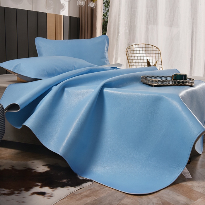 91家纺网 家纺一手货源 找家纺 吾秀 2021新款数码版头层牛皮席 天蓝