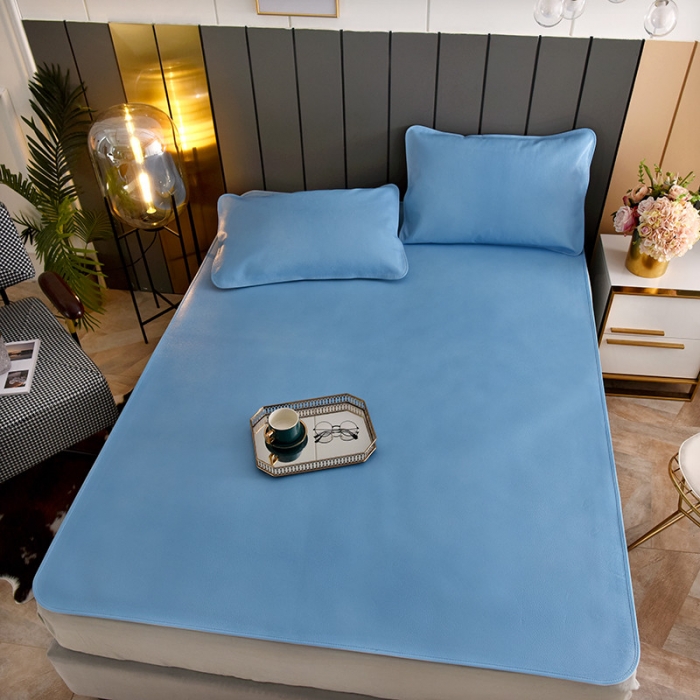 91家纺网 家纺一手货源 找家纺 吾秀 2021新款数码版头层牛皮席 天蓝