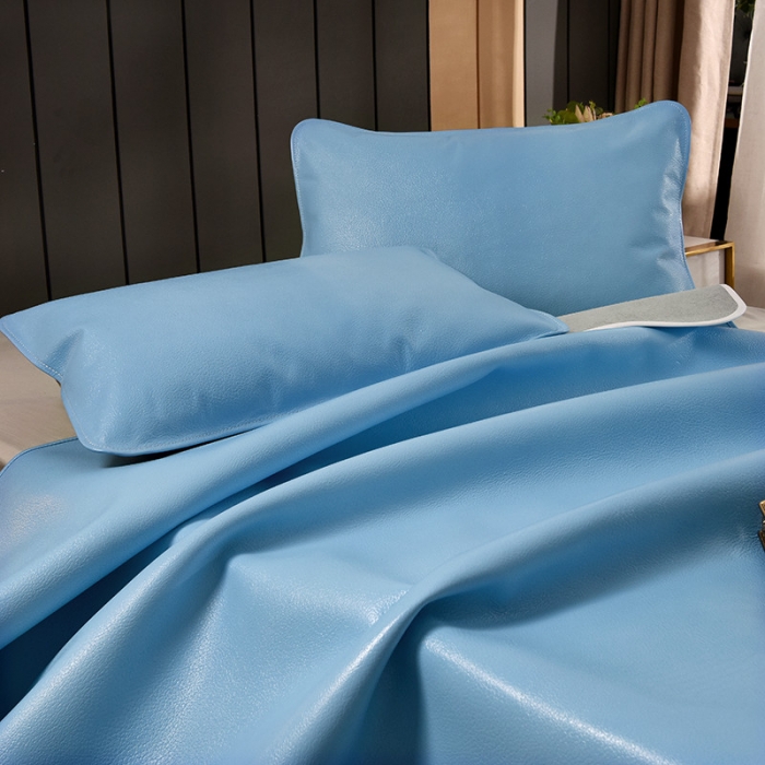 91家纺网 家纺一手货源 找家纺 吾秀 2021新款数码版头层牛皮席 天蓝