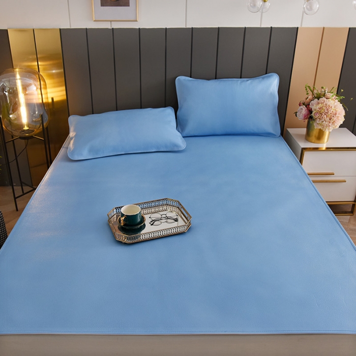 91家纺网 家纺一手货源 找家纺 吾秀 2021新款数码版头层牛皮席 天蓝