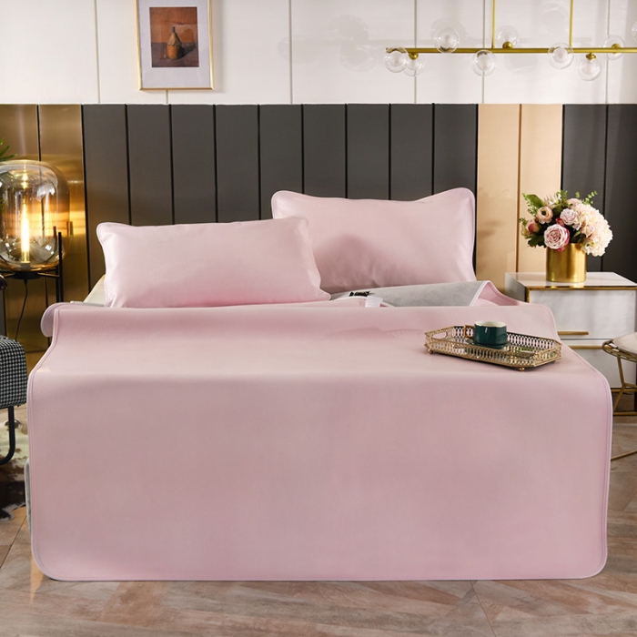 91家纺网 家纺一手货源 找家纺 吾秀 2021新款数码版头层牛皮席 樱花粉