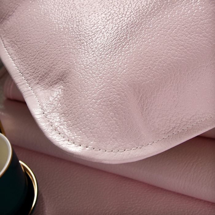 91家纺网 家纺一手货源 找家纺 吾秀 2021新款数码版头层牛皮席 樱花粉