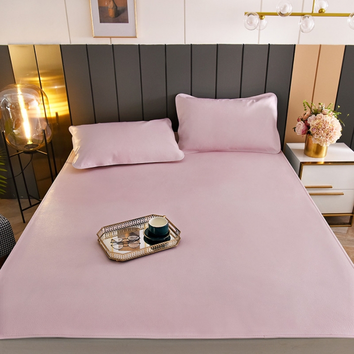 91家纺网 家纺一手货源 找家纺 吾秀 2021新款数码版头层牛皮席 樱花粉