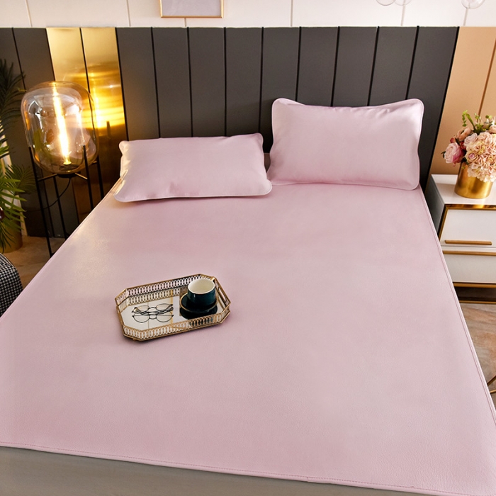 91家纺网 家纺一手货源 找家纺 吾秀 2021新款数码版头层牛皮席 樱花粉