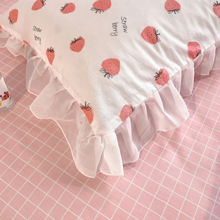 91家纺网 家纺一手货源 找家纺 怡家居 2021新款韩版全棉四件套草莓甜心