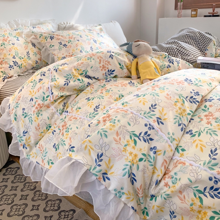 91家纺网 家纺一手货源 找家纺 怡家居 2021新款韩版全棉四件套 梦影