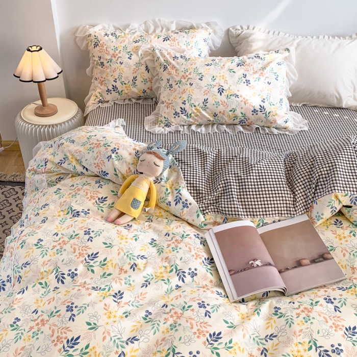 91家纺网 家纺一手货源 找家纺 怡家居 2021新款韩版全棉四件套 梦影