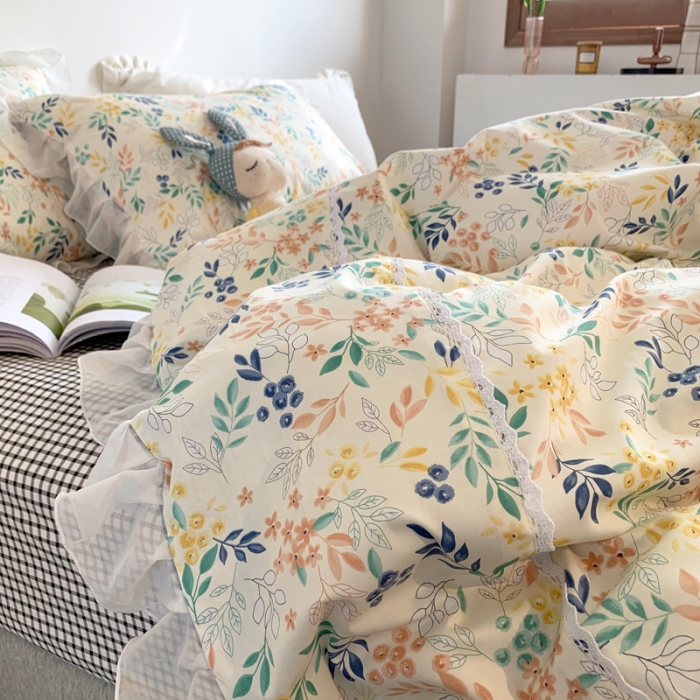 91家纺网 家纺一手货源 找家纺 怡家居 2021新款韩版全棉四件套 梦影