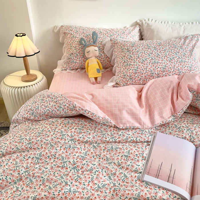 91家纺网 家纺一手货源 找家纺 怡家居 2021新款韩版全棉四件套 桃夭