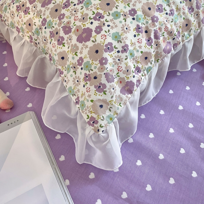 91家纺网 家纺一手货源 找家纺 怡家居 2021新款韩版全棉四件套 紫萱