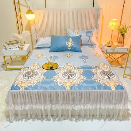 91家纺网 家纺一手货源 找家纺 （总）ds生活馆 凉席冰丝席可水洗冰丝席床裙款冰丝席三件套