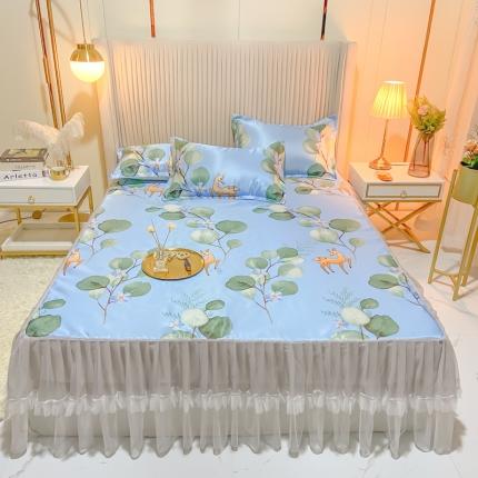 91家纺网 家纺一手货源 找家纺 （总）ds生活馆 凉席冰丝席可水洗冰丝席床裙款冰丝席三件套