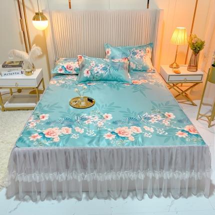 91家纺网 家纺一手货源 找家纺 （总）ds生活馆 凉席冰丝席可水洗冰丝席床裙款冰丝席三件套