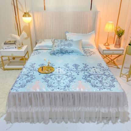 91家纺网 家纺一手货源 找家纺 （总）ds生活馆 凉席冰丝席可水洗冰丝席床裙款冰丝席三件套