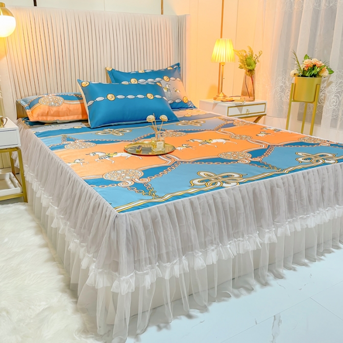 91家纺网 家纺一手货源 找家纺 ds生活馆 凉席冰丝席可水洗冰丝席床裙款冰丝席三件套 爱马仕