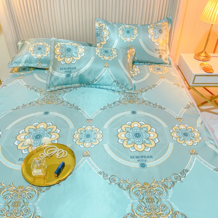 91家纺网 家纺一手货源 找家纺 ds生活馆 凉席冰丝席可水洗冰丝席床裙款冰丝席三件套 华尔兹兰