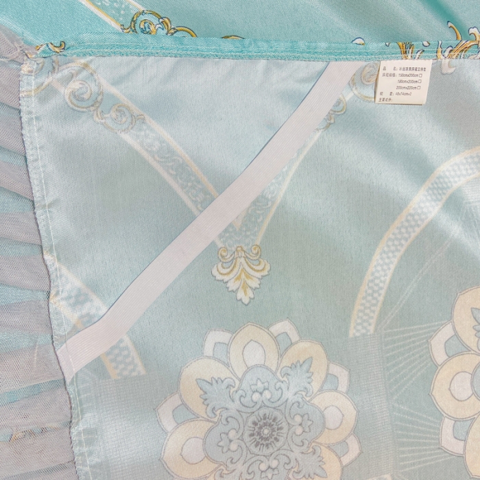 91家纺网 家纺一手货源 找家纺 ds生活馆 凉席冰丝席可水洗冰丝席床裙款冰丝席三件套 华尔兹兰