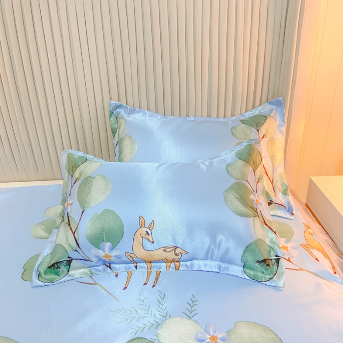 91家纺网 家纺一手货源 找家纺 ds生活馆 凉席冰丝席可水洗冰丝席床裙款冰丝席三件套 森林奇境