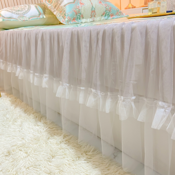 91家纺网 家纺一手货源 找家纺 ds生活馆 凉席冰丝席可水洗冰丝席床裙款冰丝席三件套 维纳斯绿