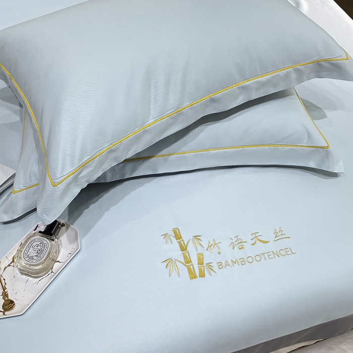 91家纺网 家纺一手货源 找家纺 眠帛家居 2021新款刺绣竹语天丝凉席三件套 刺绣兰