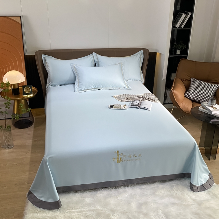 91家纺网 家纺一手货源 找家纺 眠帛家居 2021新款刺绣竹语天丝凉席三件套 刺绣兰