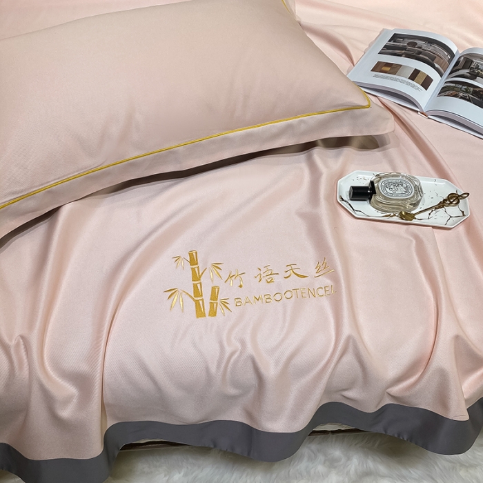 91家纺网 家纺一手货源 找家纺 眠帛家居 2021新款刺绣竹语天丝凉席三件套 刺绣玉