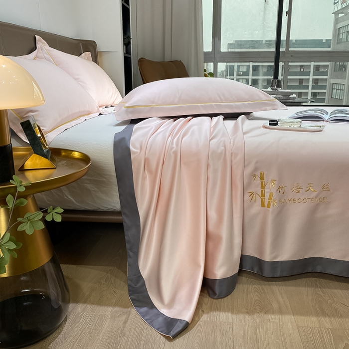 91家纺网 家纺一手货源 找家纺 眠帛家居 2021新款刺绣竹语天丝凉席三件套 刺绣玉