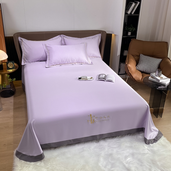 91家纺网 家纺一手货源 找家纺 眠帛家居 2021新款刺绣竹语天丝凉席三件套 刺绣紫