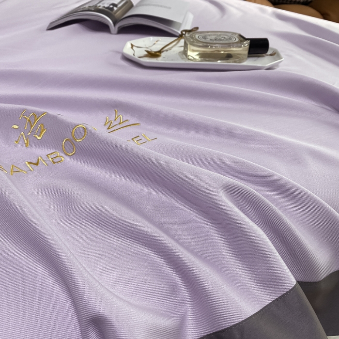 91家纺网 家纺一手货源 找家纺 眠帛家居 2021新款刺绣竹语天丝凉席三件套 刺绣紫