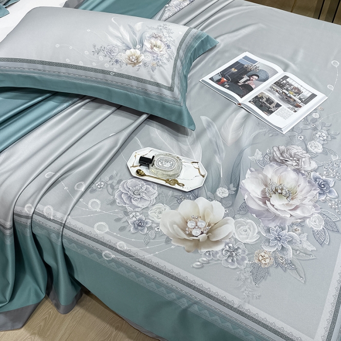 91家纺网 家纺一手货源 找家纺 眠帛家居 2021新款数码竹语天丝凉席三件套 淡香