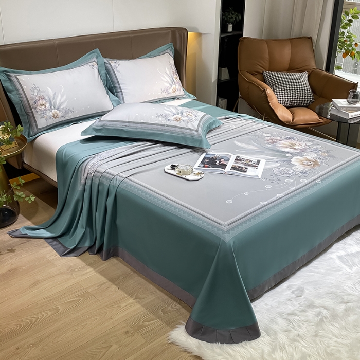 91家纺网 家纺一手货源 找家纺 眠帛家居 2021新款数码竹语天丝凉席三件套 淡香