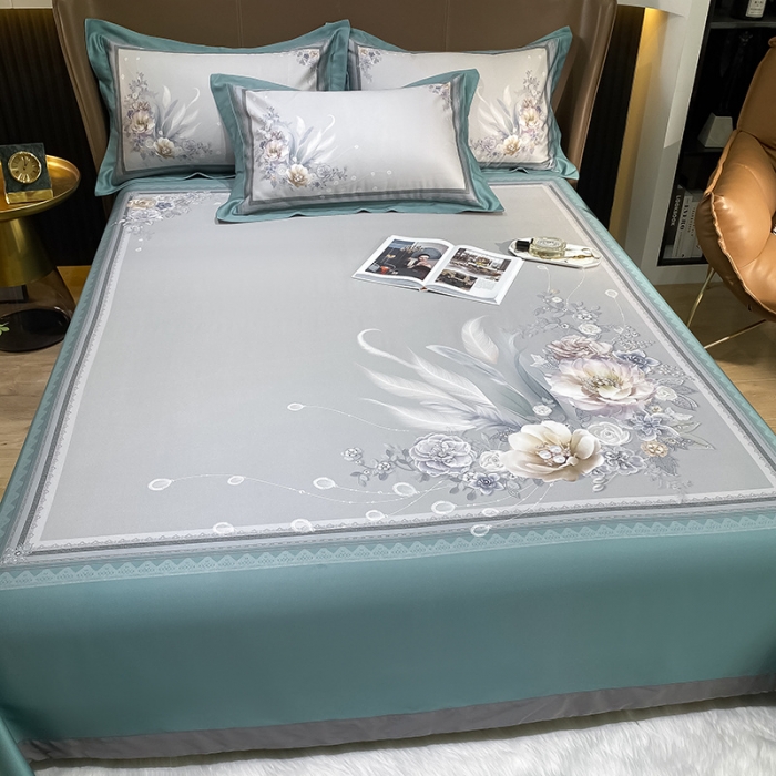 91家纺网 家纺一手货源 找家纺 眠帛家居 2021新款数码竹语天丝凉席三件套 淡香