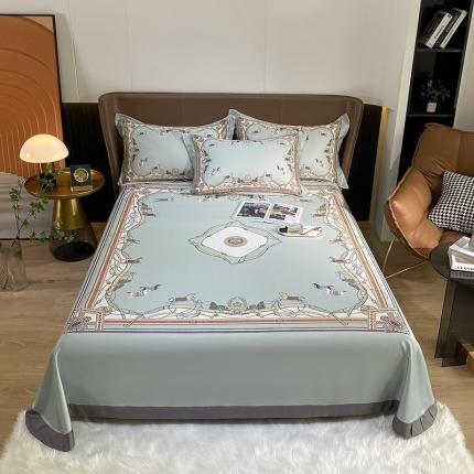 91家纺网 家纺一手货源 找家纺 眠帛家居 2021新款数码竹语天丝凉席三件套 克莱拉