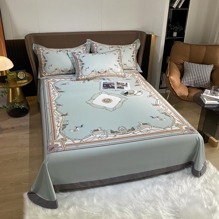 91家纺网 家纺一手货源 找家纺 眠帛家居 2021新款数码竹语天丝凉席三件套 克莱拉