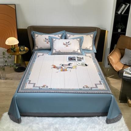 91家纺网 家纺一手货源 找家纺 眠帛家居 2021新款数码竹语天丝凉席三件套 绅品