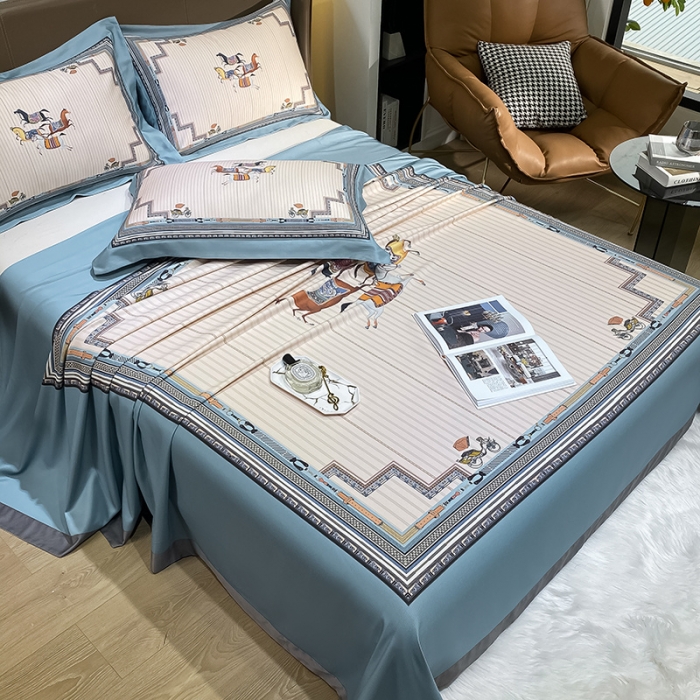 91家纺网 家纺一手货源 找家纺 眠帛家居 2021新款数码竹语天丝凉席三件套 绅品