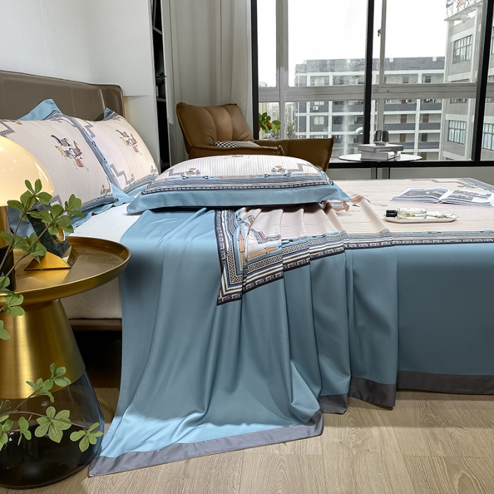 91家纺网 家纺一手货源 找家纺 眠帛家居 2021新款数码竹语天丝凉席三件套 绅品