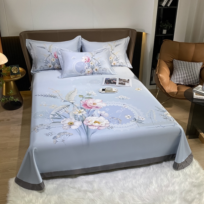 91家纺网 家纺一手货源 找家纺 眠帛家居 2021新款数码竹语天丝凉席三件套 伊人