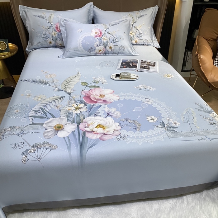 91家纺网 家纺一手货源 找家纺 眠帛家居 2021新款数码竹语天丝凉席三件套 伊人