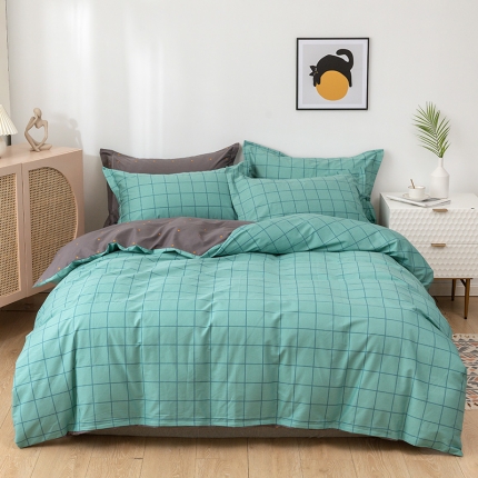 91家纺网 家纺一手货源 找家纺 （总）格子系列全棉13372四件套（加老板微信有会员价）