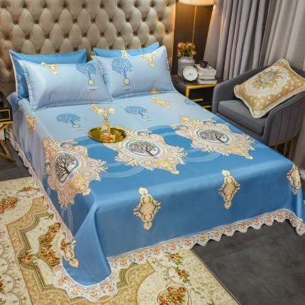 91家纺网 家纺一手货源 找家纺 （总）ds生活馆 2021新款欧式蕾丝花边床单款凉席冰丝席