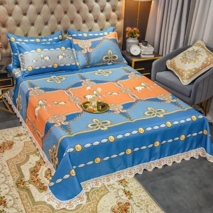 91家纺网 家纺一手货源 找家纺 （总）ds生活馆 2021新款欧式蕾丝花边床单款凉席冰丝席