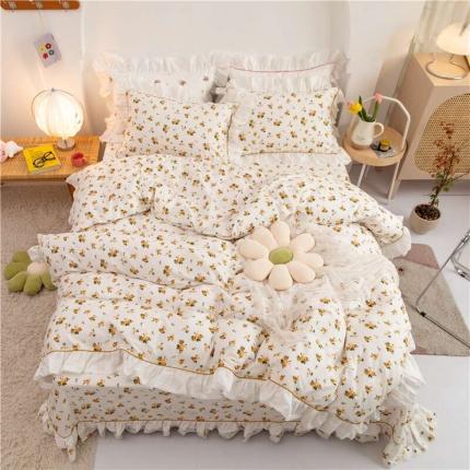 91家纺网 家纺一手货源 找家纺 （总）婳庭 2021新款斜纹13372荷叶花边工艺全棉四件套